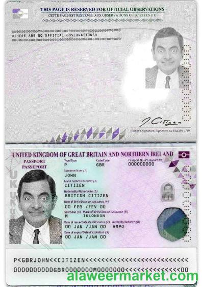 United Kingdom passport template in PSD format (2020 - present)